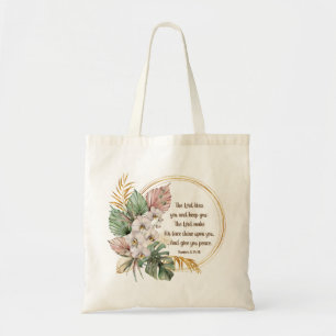 Numbers 6 24-26 The Lord Bless You Tropical Floral Tote Bag