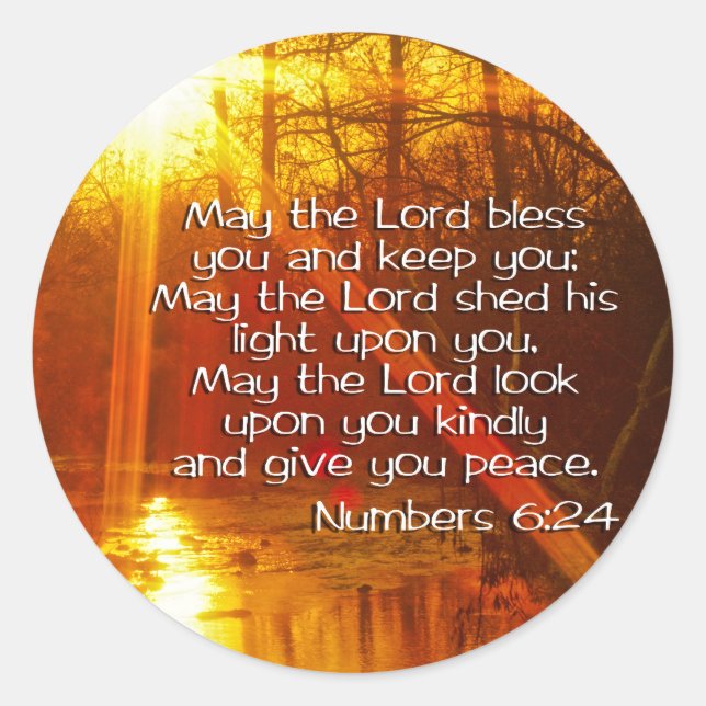 NUMBERS 6:24 BIBLE VERSE - MAY THE LORD BLESS YOU CLASSIC ROUND STICKER (Front)