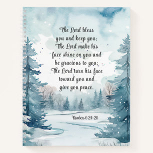 Numbers 6 Lord Bless You Bible Verse Winter Scene Notebook