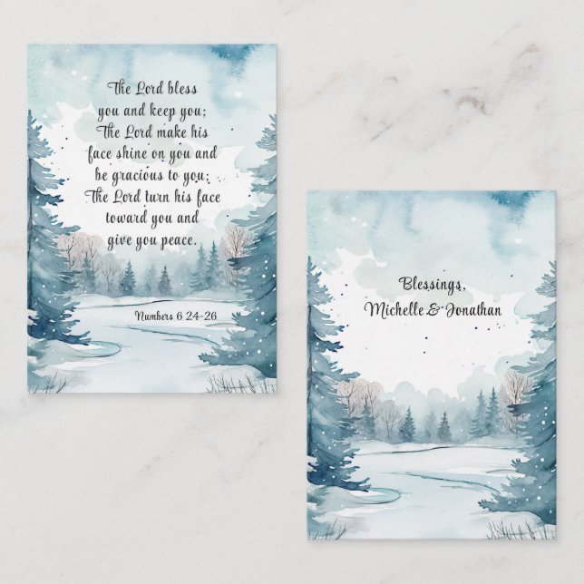 Numbers 6 Lord Bless You Bible Winter Busines Card (Front/Back)