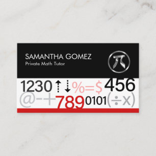 Numbers Algebra Calculus Math Symbols Business Card