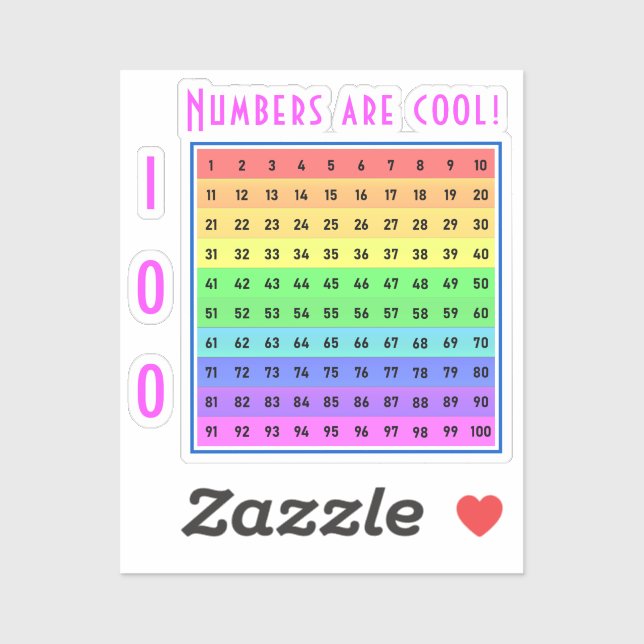 "Numbers are cool!" Hundreds Chart Vinyl Sticker (Sheet)