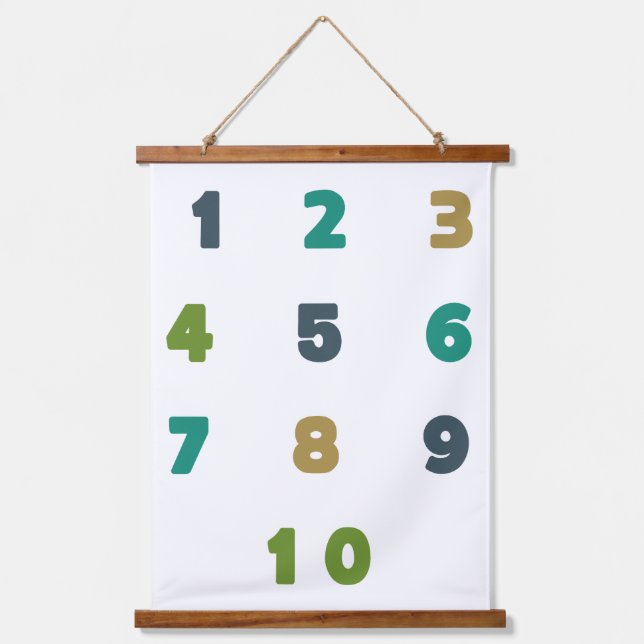 numbers. counting. Wood Topped Wall Tapestry (Front)
