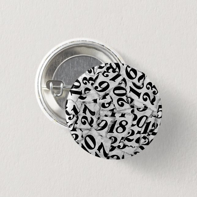 Numbers Figures Type Collage Art Pin (Front & Back)