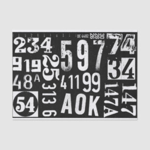 Numbers paper for furniture decoupage and collage 