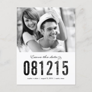 NUMBERS Save The Date Postcard