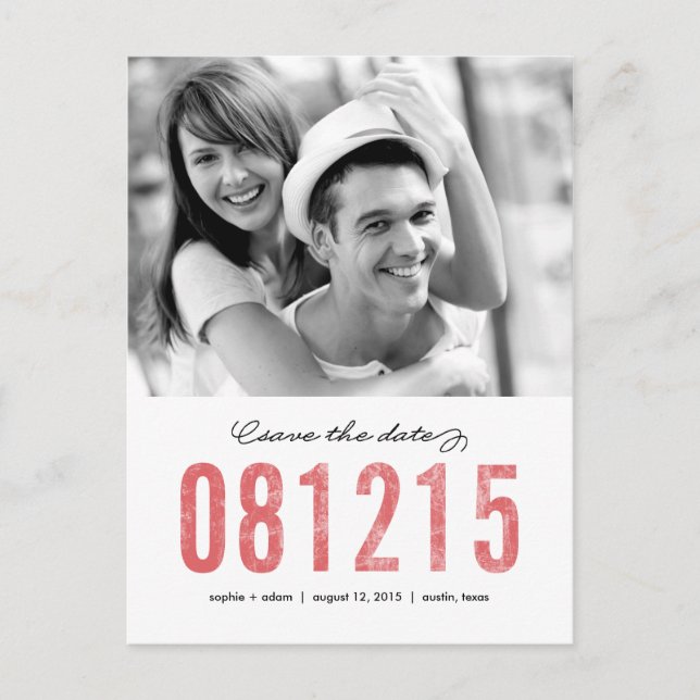 NUMBERS Save The Date Postcard (Front)