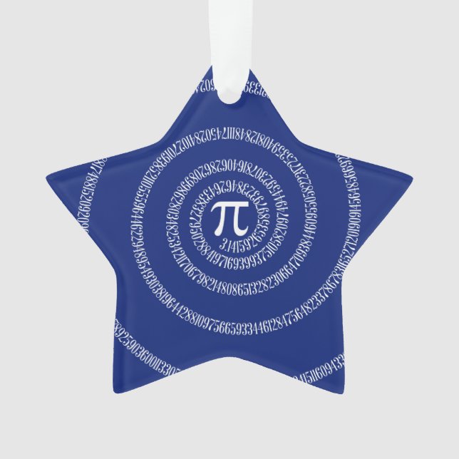 Numbers Spiral for Pi on Navy Blue Ornament (Front)