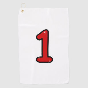 Numeral 1, one, 1 year, number 1, number one, 1 ye golf towel