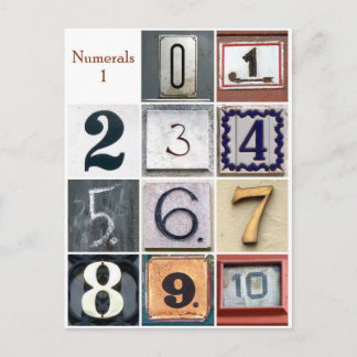 Numerals 1 postcard