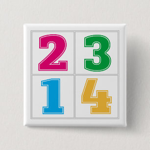 Numerical serie 1234 2 inch square button