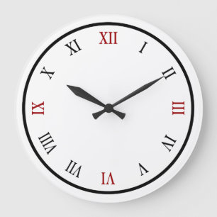 Numérique romain tendance horloge Mur Noir Rouge