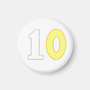 Numéro 10 aimant avec blanc et jaune