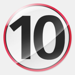 Numéro 10 autocollant rouge