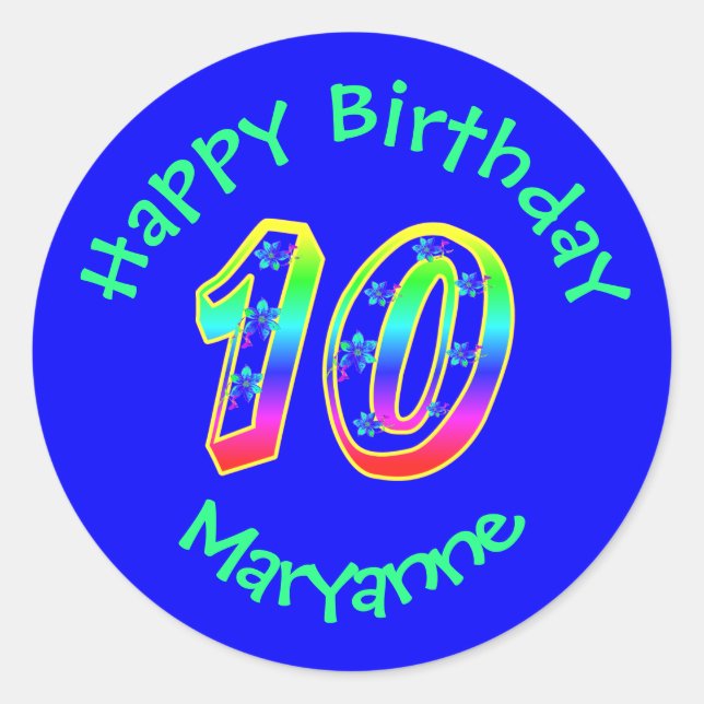 Numéro 10 Stickers Fleurs d'anniversaire (Devant)
