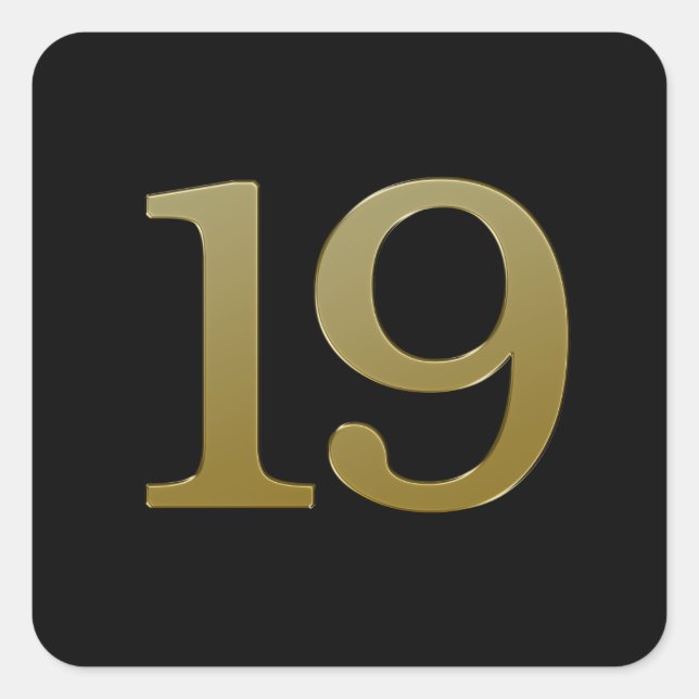 Numéro 19 Sticker Carré Or (Devant)