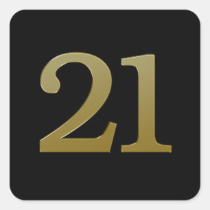 Numéro 21 Sticker Carré Or