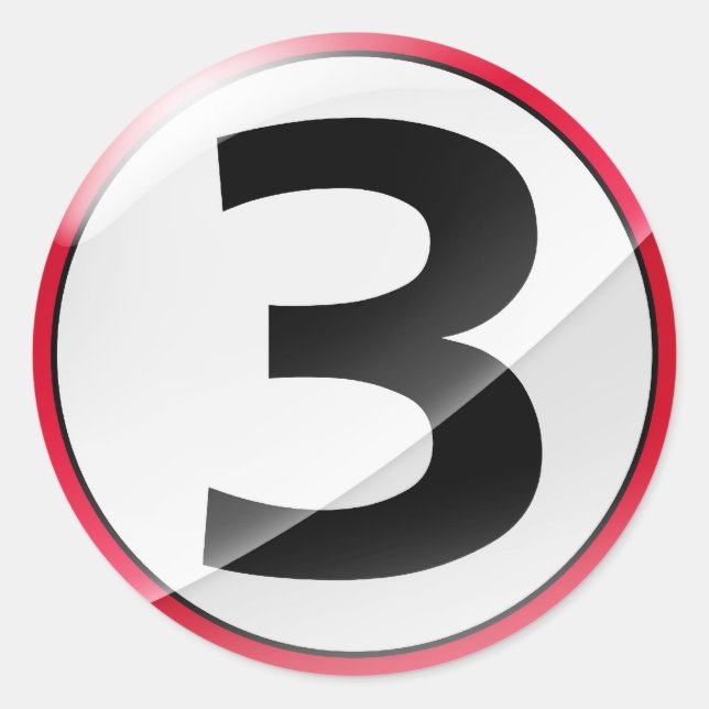 Numéro 3 autocollant rouge (Devant)