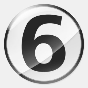 Numéro 6 Autocollant noir