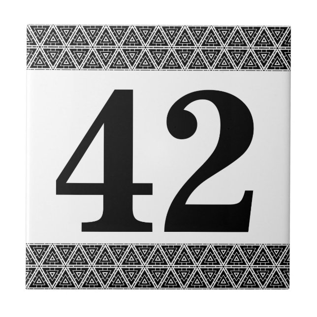 Numéro Carreaux bordure géométrique noir et blanc (Devant)
