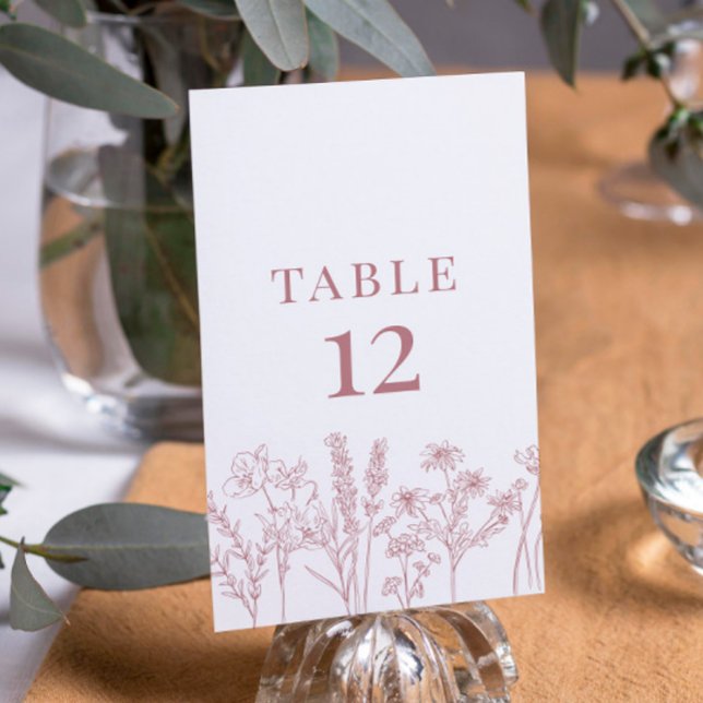 Numéro de carte de Fleur sauvage Boho rose (Créateur téléchargé)