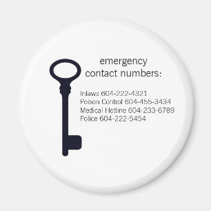 Numéro de contact d'urgence personnalisable Magnet