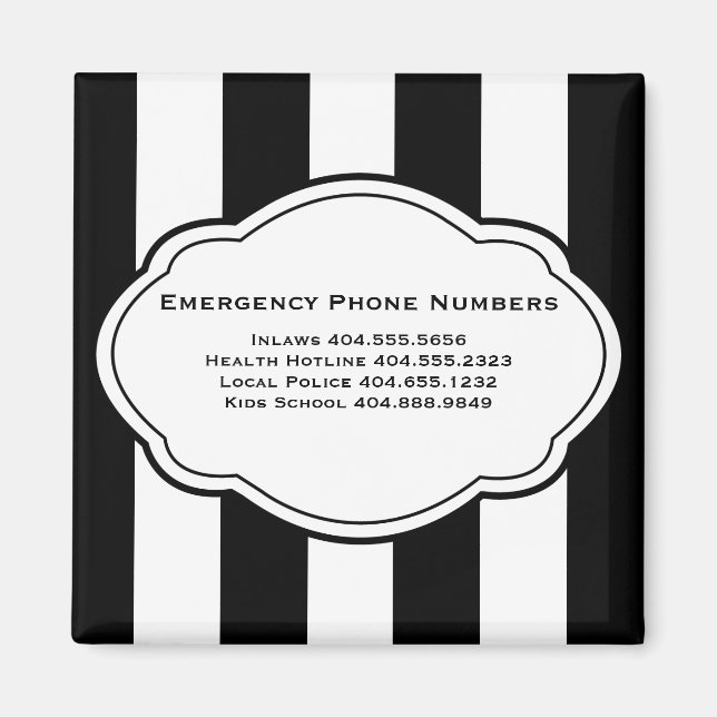 Numéro de contact d'urgence personnalisable Magnet (Devant)