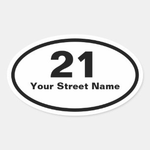 Numéro de la boîte Nom de rue Sticker ovale