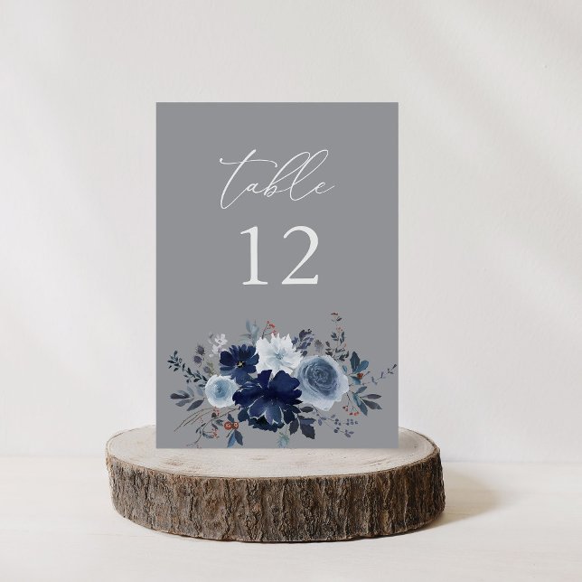 Numéro de la table florale bleu et marine - gris 2 (Créateur téléchargé)