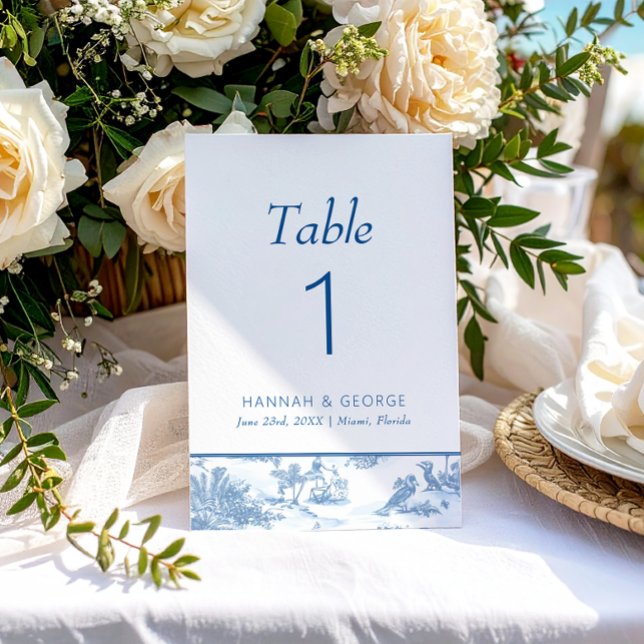Numéro de la table Mariage Blue Coastal Toile (Créateur téléchargé)