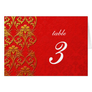 Numéro de la table Mariage damassé Vintage rouge
