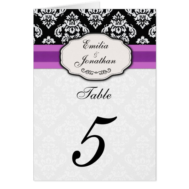 Numéro De Siège De Table Damas Avec Violet (Devant)