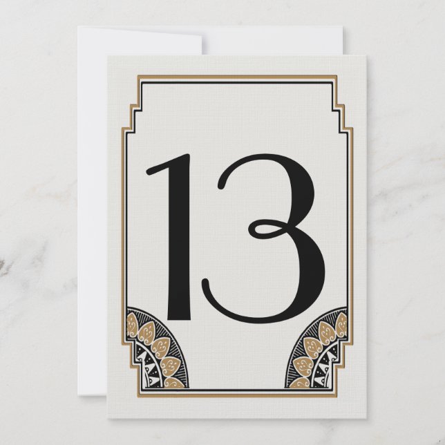 Numéro de table 13 en or Art Déco (Devant)
