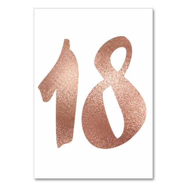 Numéro De Table 18 Numéro de tableau Blanc Métallique Rose Or (Par défaut)