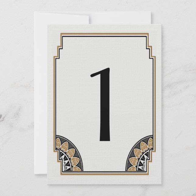 Numéro de table 1 Art Déco doré élégant (Devant)