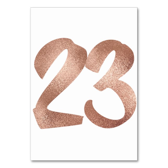 Numéro De Table 23 Numéro de tableau Blanc Métallique Rose Or (Dos)