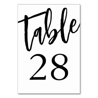 Numéro de table 28 Table minimaliste noir et blanc