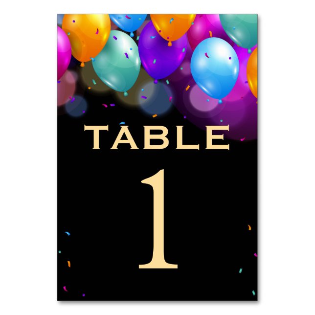 Numéro De Table 30e fête d'anniversaire Ballons noirs et or (Par défaut)