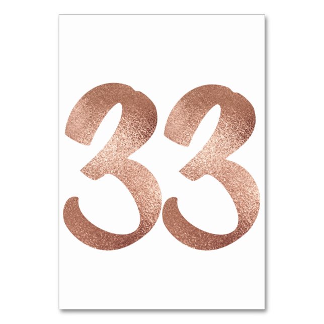 Numéro De Table 33 Numéro de tableau Blanc Métallique Rose Or (Dos)