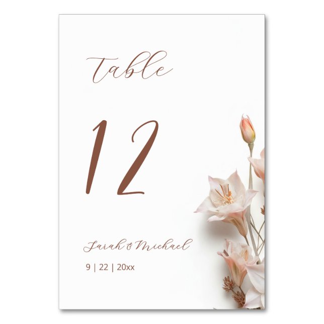 Numéro De Table 3D Boho FlowersWedding (Dos)