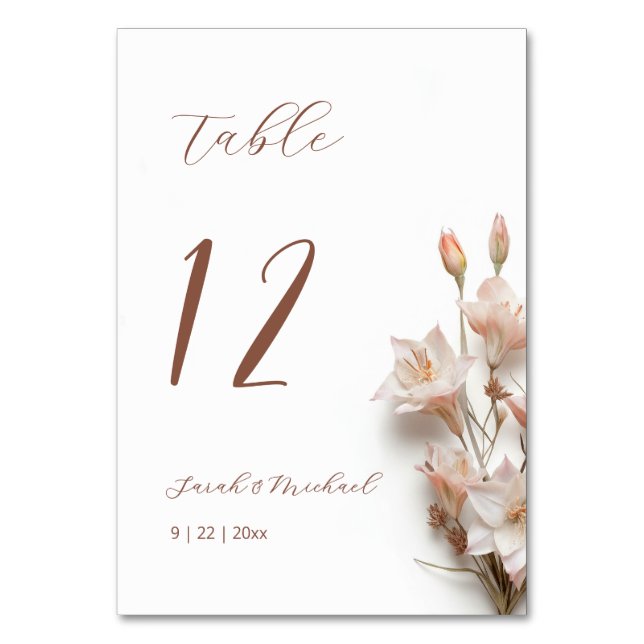 Numéro De Table 3D Boho FlowersWedding (Dos)