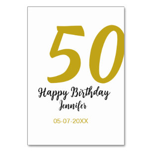 Numéro De Table 50e anniversaire ajouter nom date année noire modè