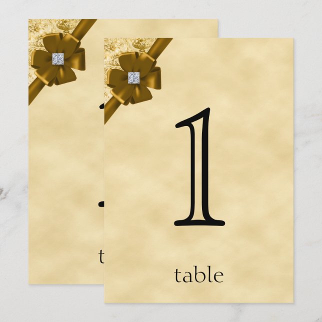 Numéro de table 50e anniversaire Paillettes dorées (Devant / Derrière)