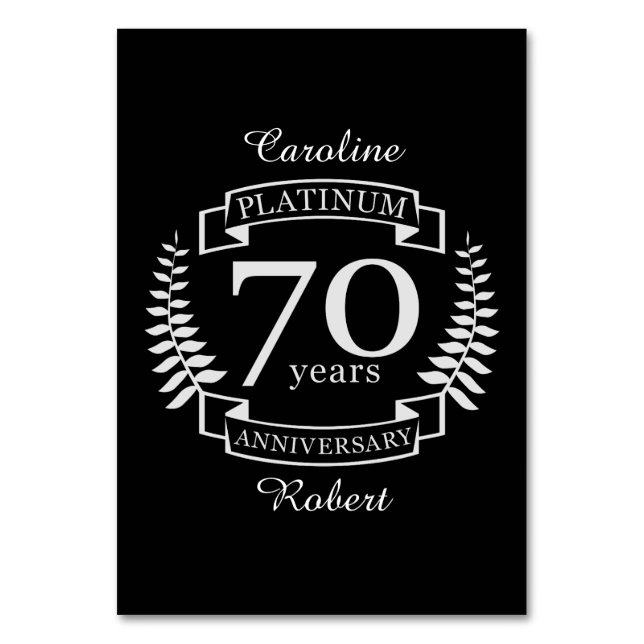 Numéro De Table 70e ANNIVERSAIRE Mariage PLATINUM (Par défaut)
