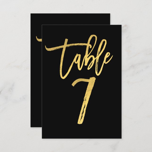 Numéro de table 7 de script moderne en feuille d'o (Devant / Derrière)