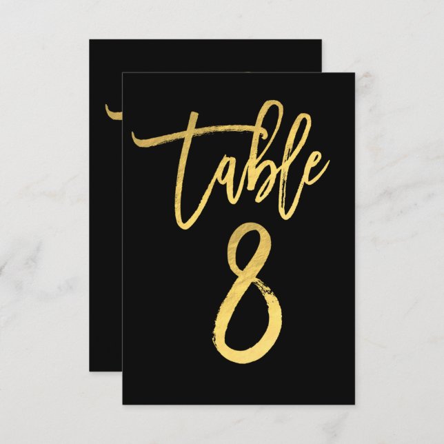 Numéro de table 8 à motif feuille d'or élégant et  (Devant / Derrière)