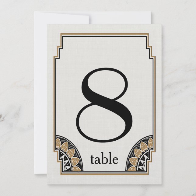 Numéro de Table 8 Posh Or Art Déco (Dos)