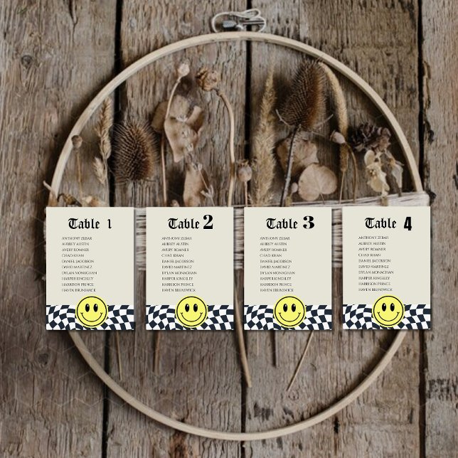 Numéro de table à carreaux noir et blanc rétro (Créateur téléchargé)