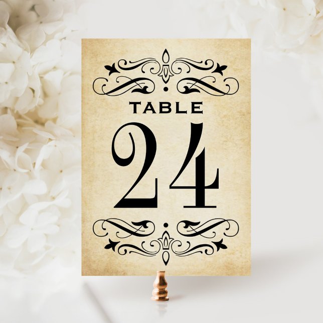 Numéro de table à flourish en parchemin rustique v (Créateur téléchargé)