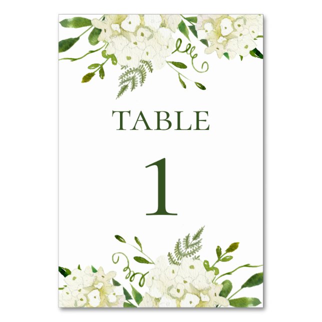 Numéro de table à l'aquarelle florale d'hydrangea  (Par défaut)